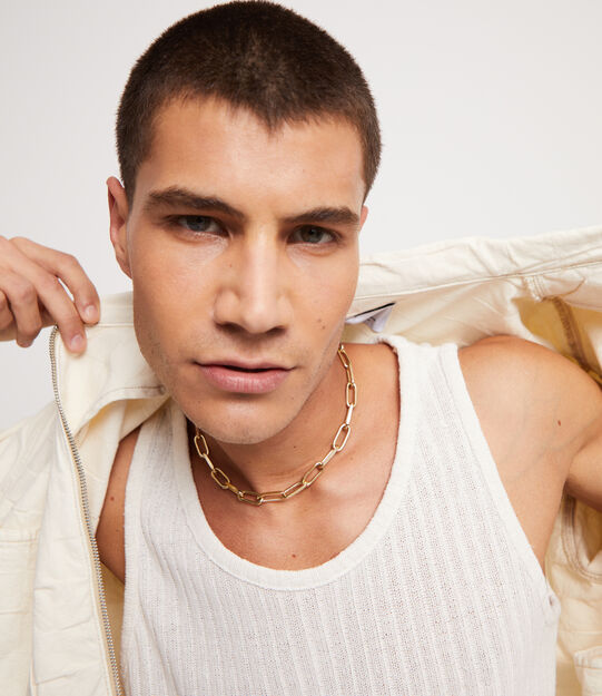 Short oval link chain necklace, Golden, large